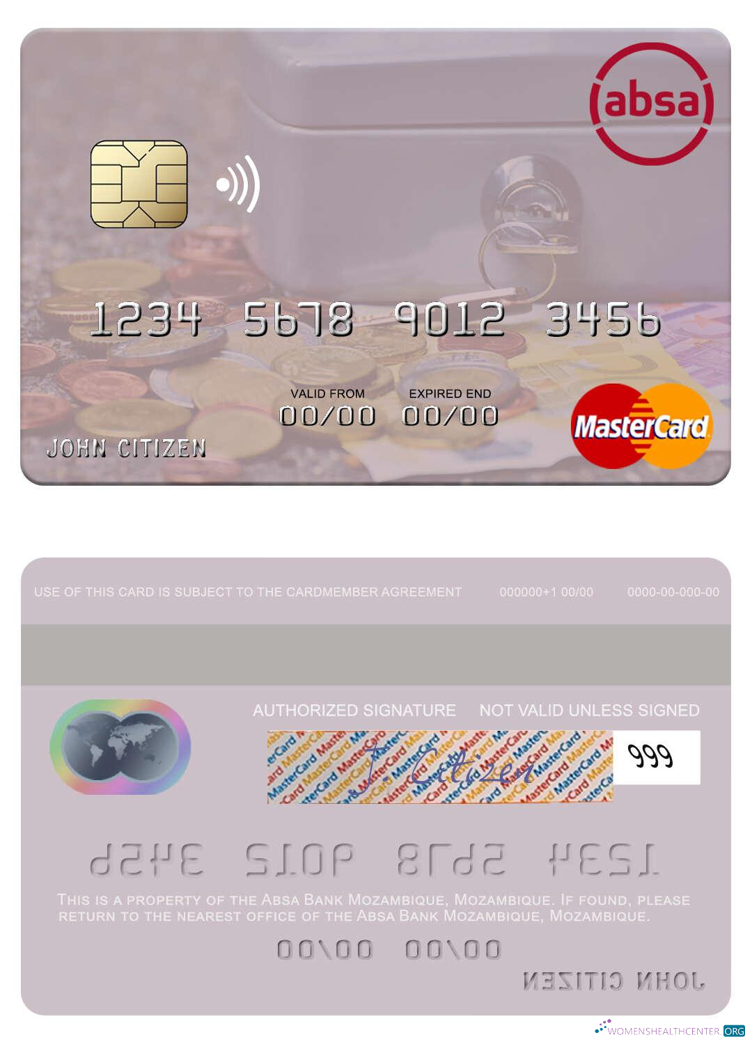 Download Mozambique Absa Bank Mozambique mastercard Photoshop template